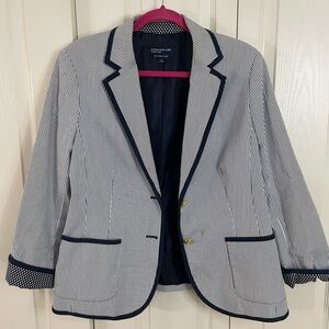 Jones New York Navy and White Striped Blazer
